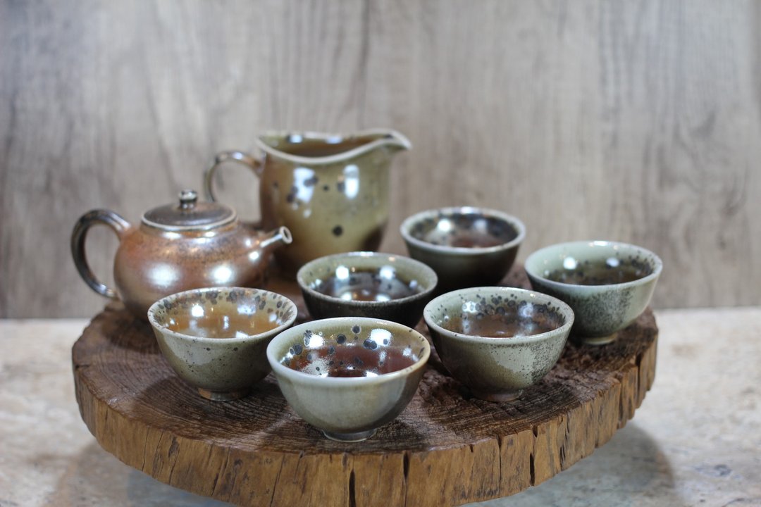 【沐春生活】柴烧金银彩 茶具组 一壶一海六杯 莺歌叶敏祥精品 - 茶具/茶杯 - 瓷 