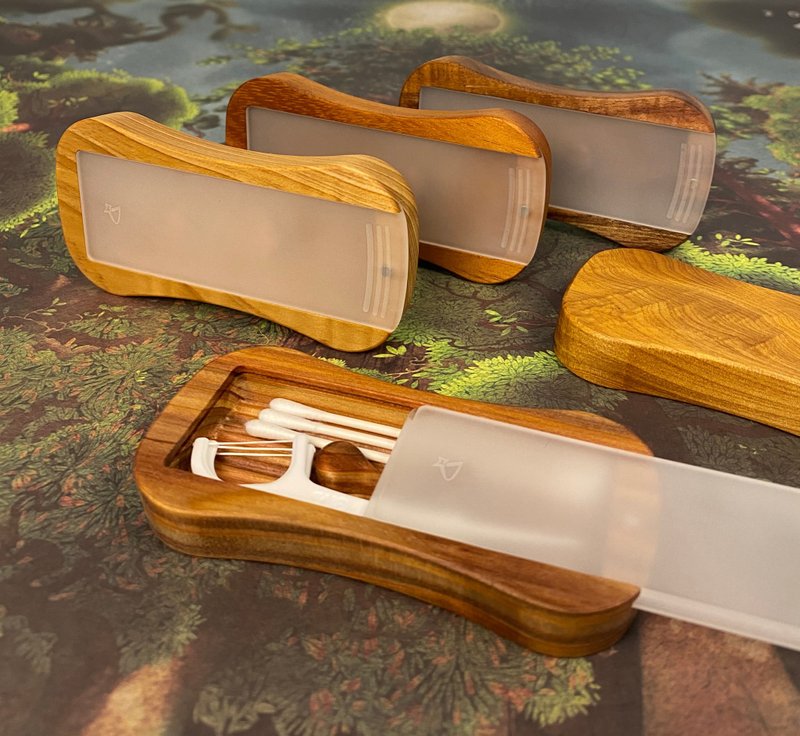 岛屿波浪 随行盒 I原木I收纳盒I牙线棒I棉花棒I洁牙棒I小饰品盒 - 收纳用品 - 木头 