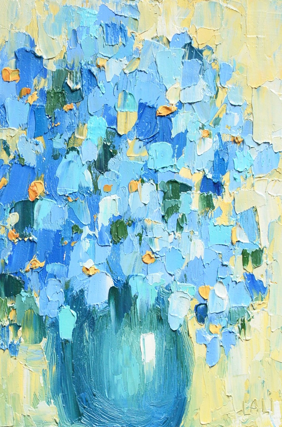 勿忘我原创油画 10x15cm 现代艺术 当代花卉艺术 - 墙贴/壁贴 - 其他材质 蓝色