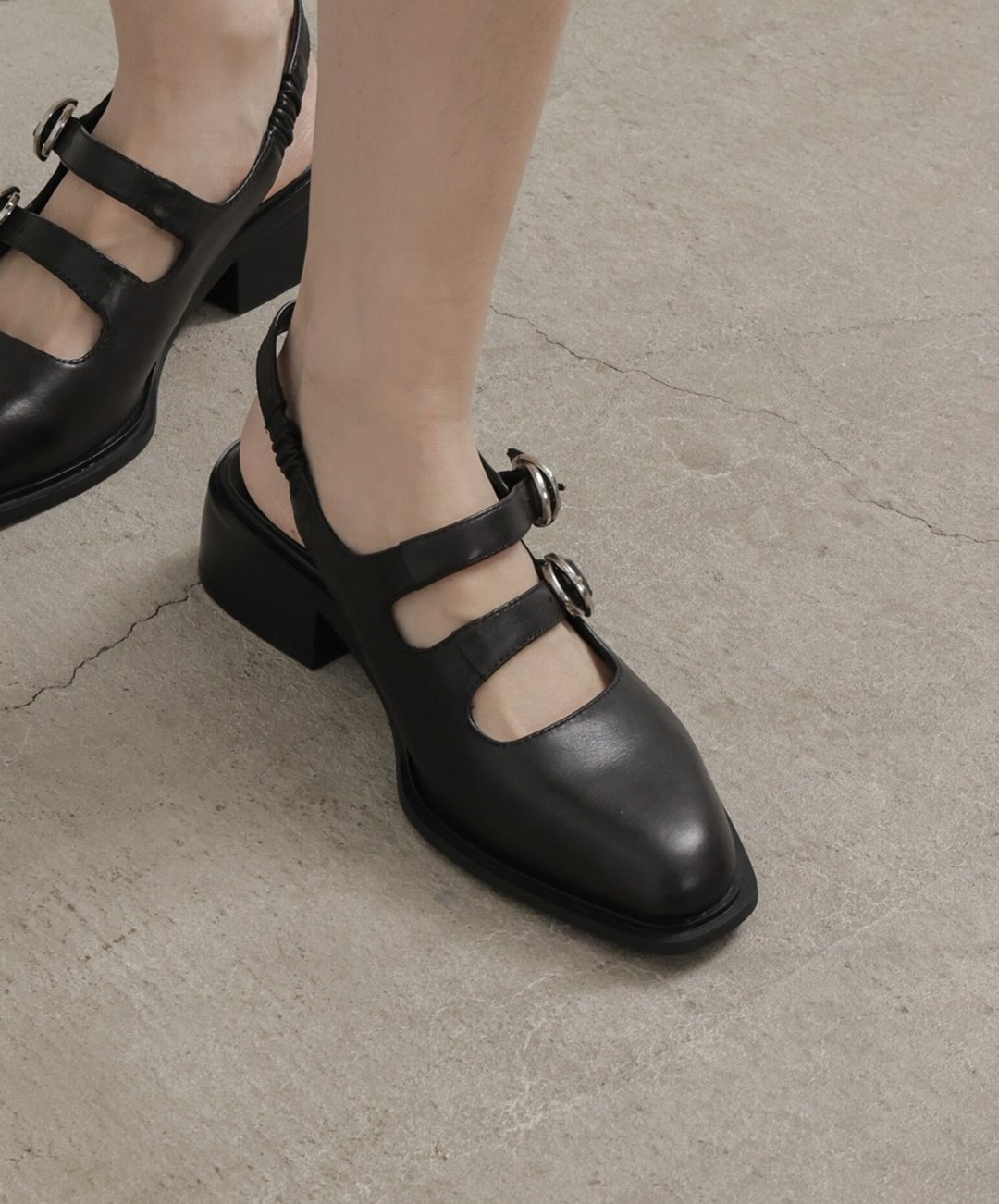 supportingrole A+ 复古绊带真皮玛莉珍鞋 黑 - 女款牛津鞋/乐福鞋 - 真皮 黑色