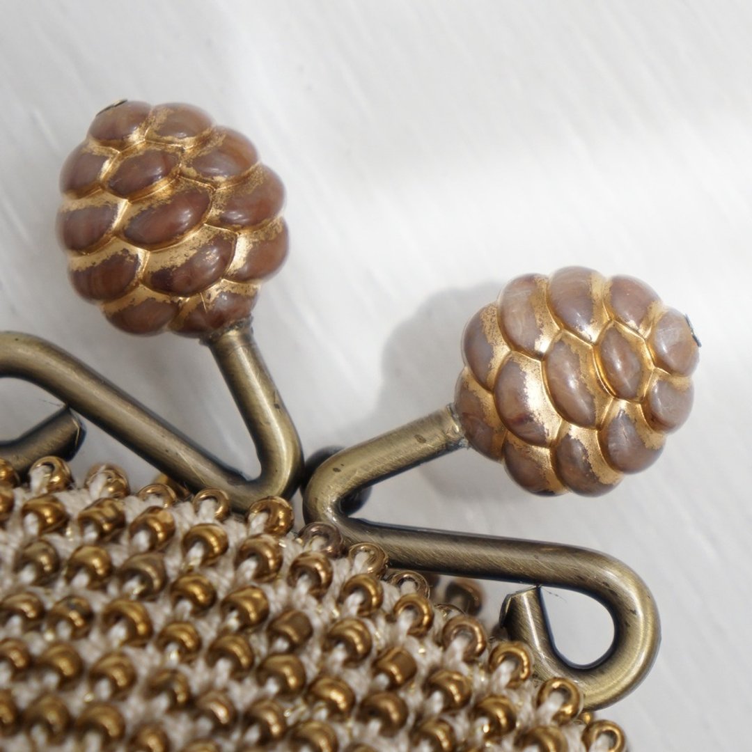 Ba-ba handmade Beads crochet coinpurse No.1497 - 化妆包/杂物包 - 其他材质 金色