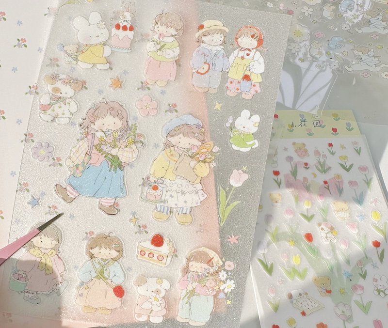 vol.8【花园里的甜品店】可爱治愈系列 双透闪砂贴纸/盐系 - 贴纸 - 纸 多色