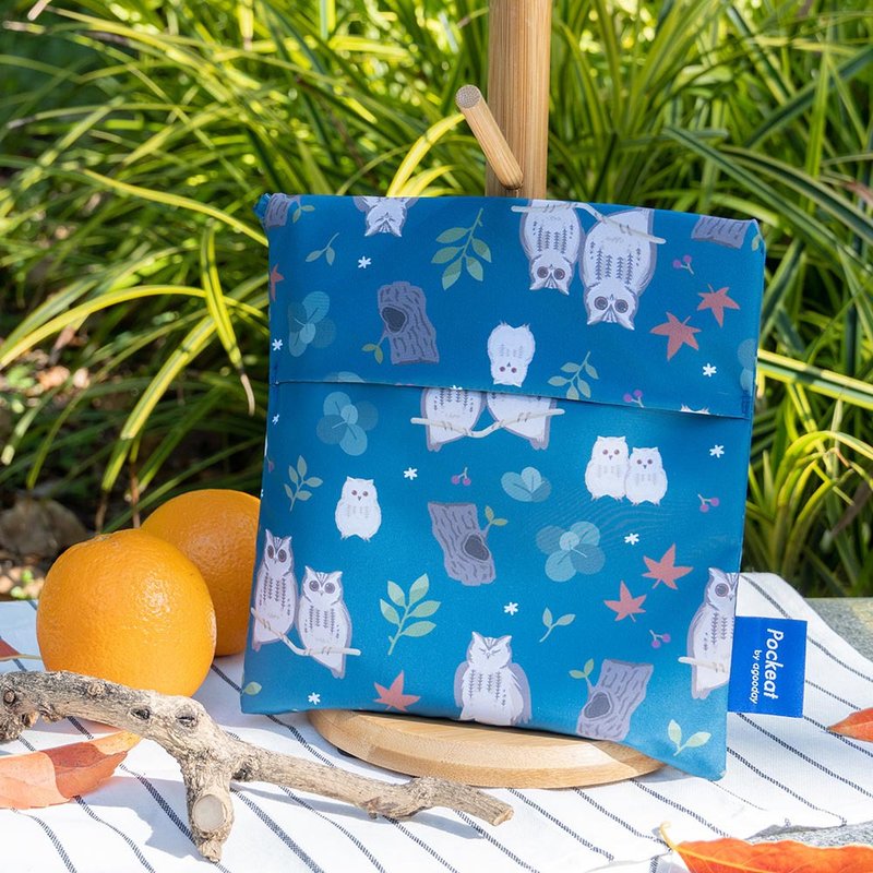 好日子 | Pockeat 小吃袋-台湾猛禽研究会-领角鸮 - 便当盒/饭盒 - 塑料 蓝色
