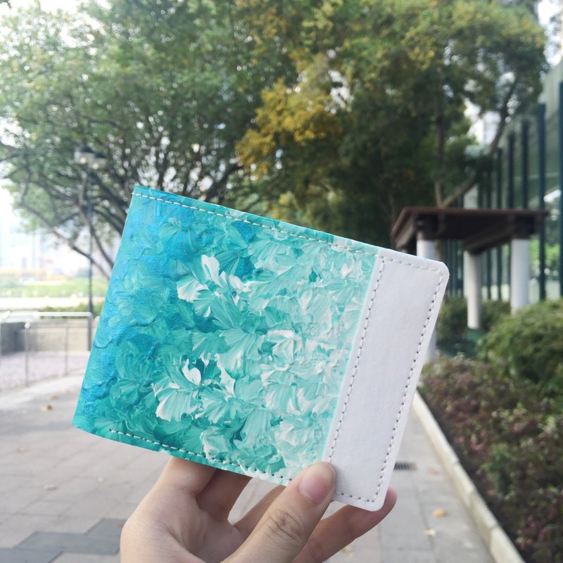 Yomarkett 手绘短钱包 (湖水绿渐变) - 皮夹/钱包 - 防水材质 绿色