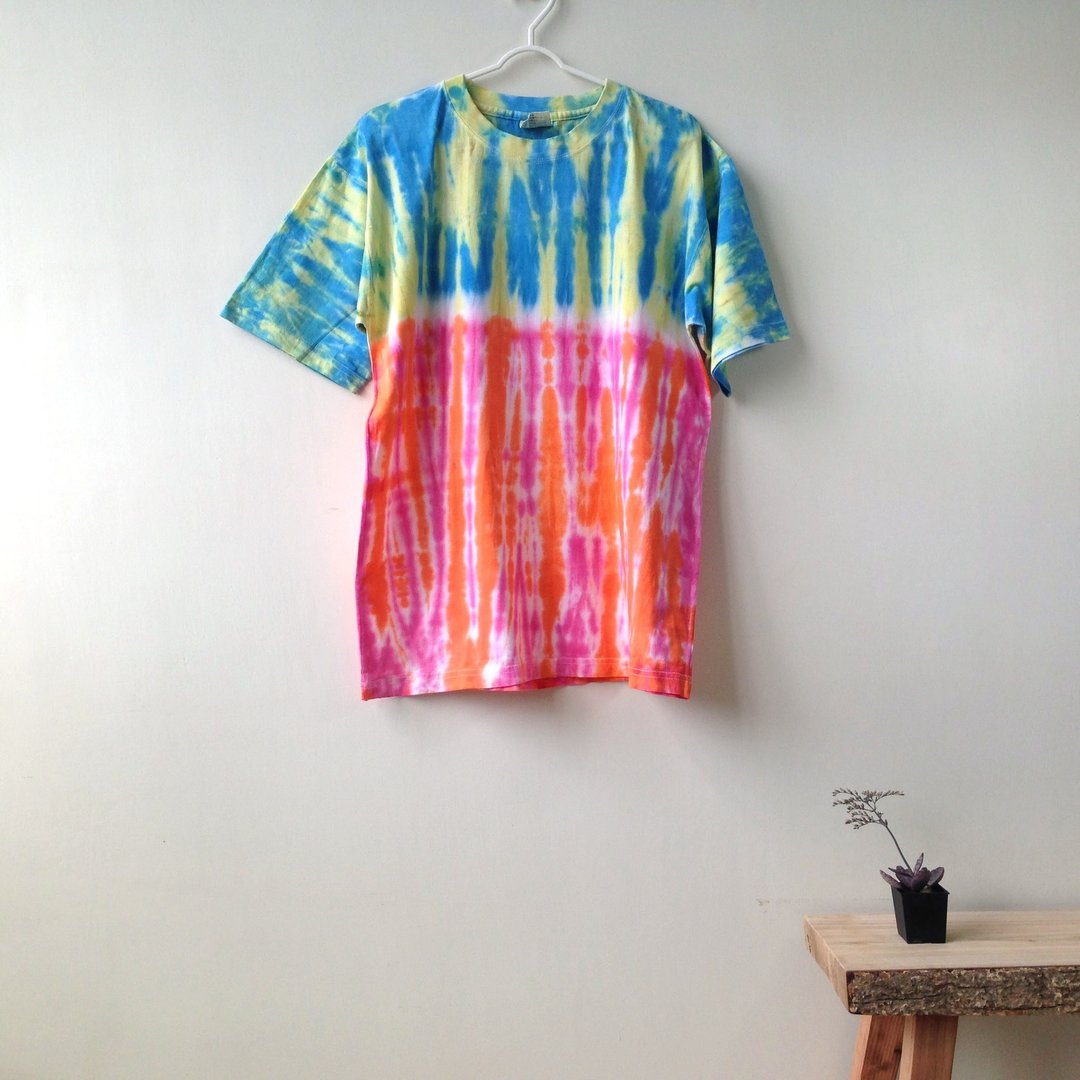 手工 绑染 扎染 全棉T-shirt - 中性连帽卫衣/T 恤 - 棉 多色