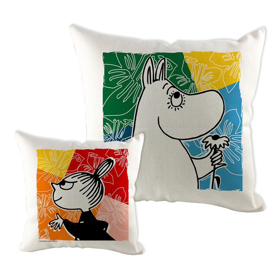 【Moomin】缤纷夏日 双面抱枕 居家抱枕 - 枕头/抱枕 - 棉．麻 白色