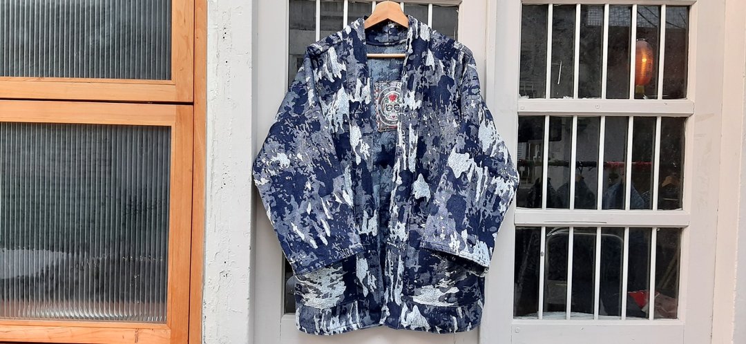 AMIN'S SHINY WORLD 原色丹宁拼布破坏 KIMONO  BORO系列 - 男装外套 - 其他材质 蓝色