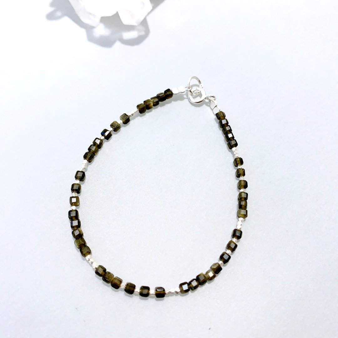 Ops Obsidian Silver bracelet-金曜石/纯银/防小人/招财/舒压 - 手链/手环 - 宝石 黑色