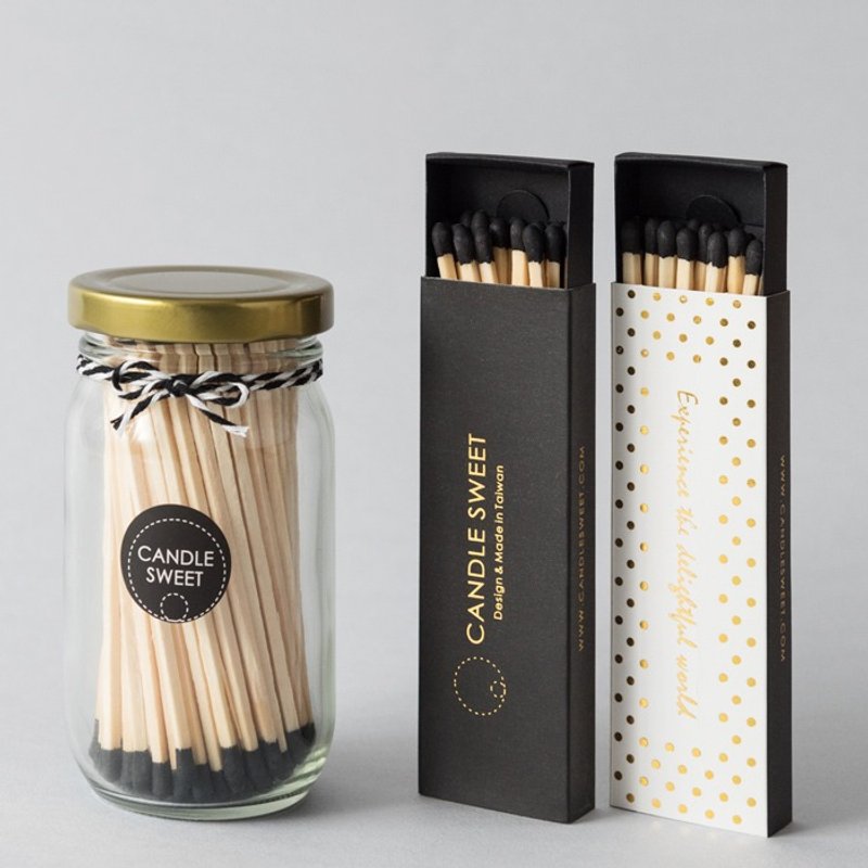 大玻璃罐装-长火柴优惠组合1罐+2盒 - 蜡烛/烛台 - 木头 黑色
