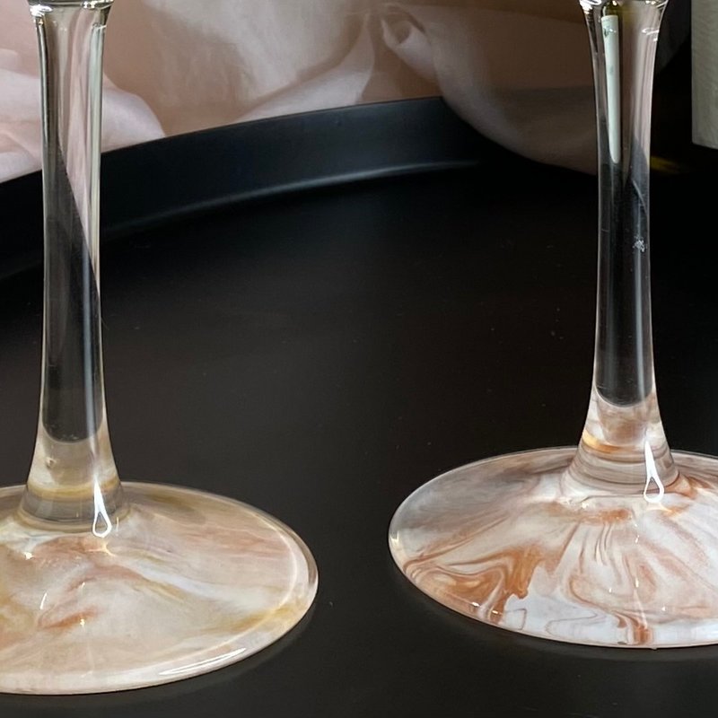 【 漩光之刻 | 奶杏云 】手作葡萄酒杯 红酒杯 2入 - 酒杯/酒器 - 玻璃 