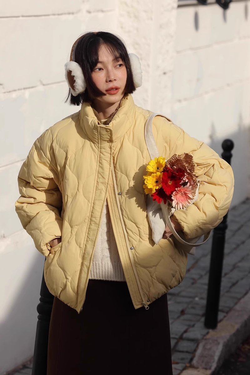 odd maker葫芦绗线短款羽绒服女冬季棉衣棉服保暖百搭长袖外套 - 女装上衣 - 羽绒 