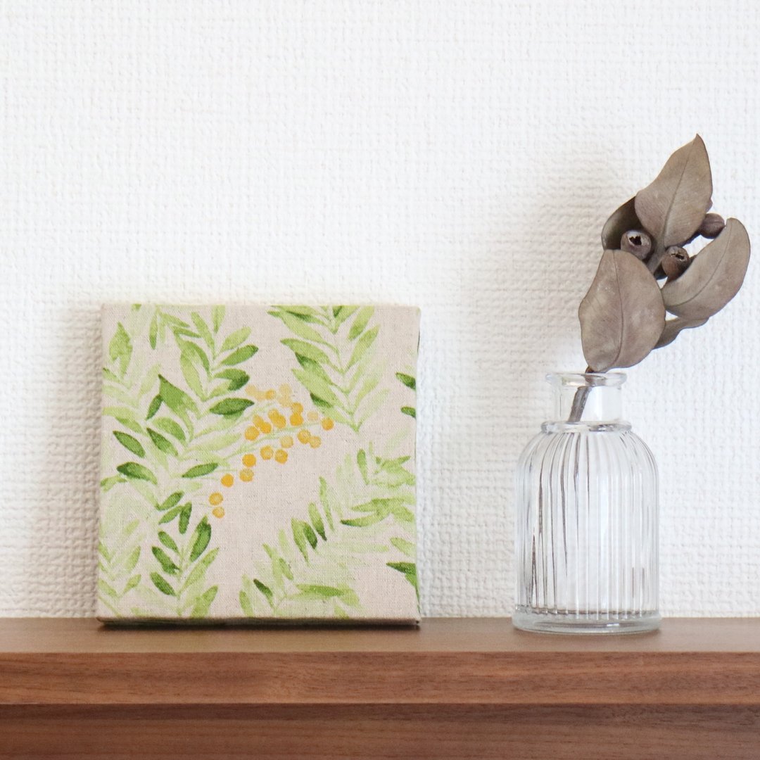 12x12cm Fabric Panel [Linen Mimosa] - 墙贴/壁贴 - 棉 黄色