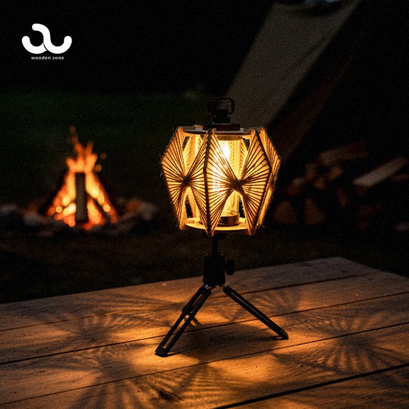 露营配件 灯罩 木绳灯罩 雪花灯罩 木头灯罩 露营灯具 19灯 - 灯具/灯饰 - 木头 卡其色