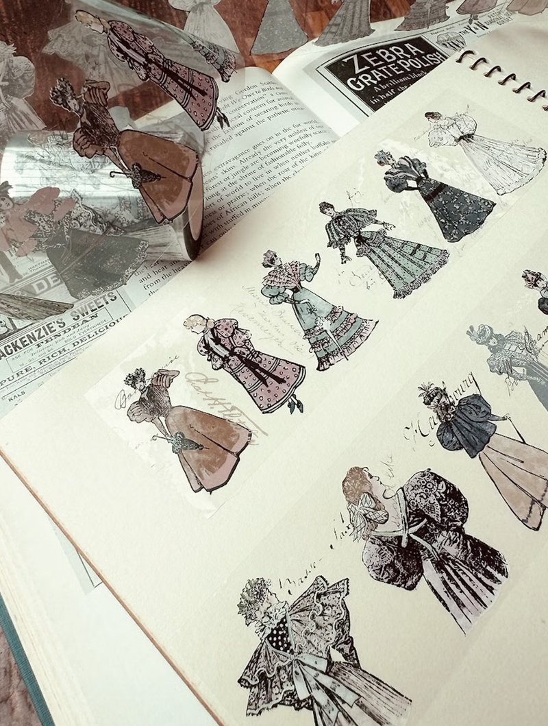 女孩 PET胶带#36  / 6厘米 带离型纸+白墨 - 纸胶带 - 塑料 