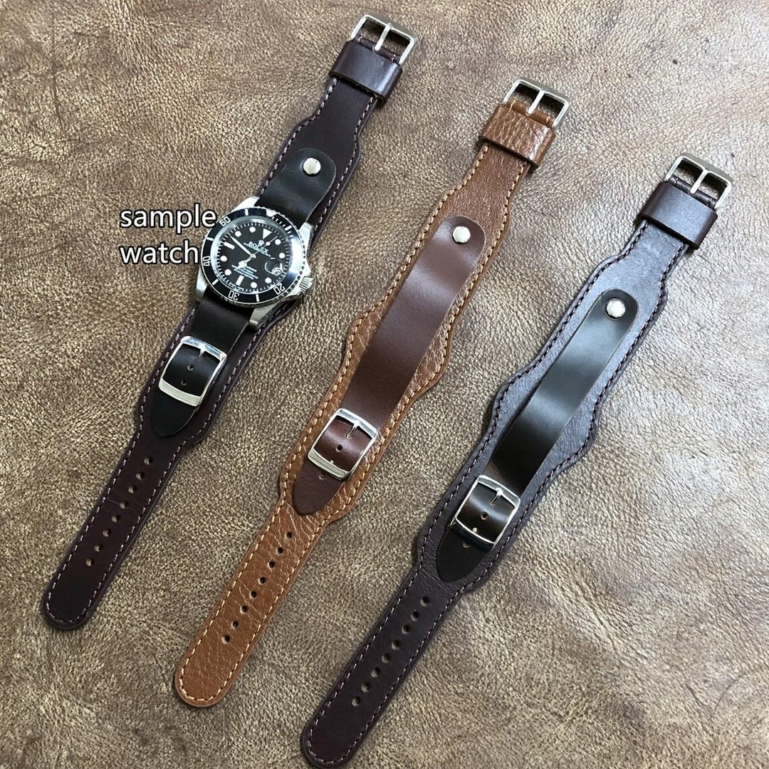 Timeless Watchband 加长版纯手工牛皮军风表带 16/18/20/22MM - 表带 - 真皮 多色