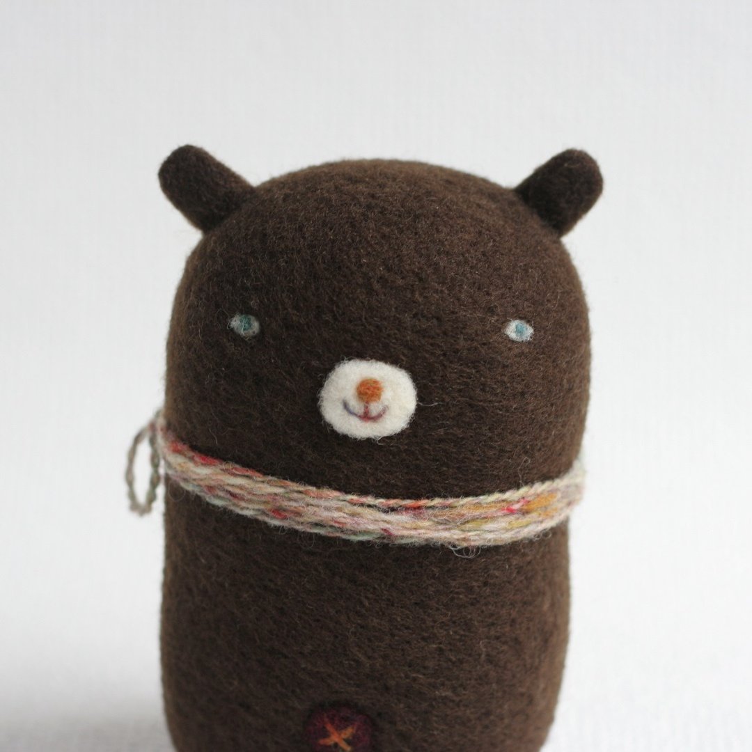 Wool Felt Little Bear - 玩偶/公仔 - 羊毛 咖啡色