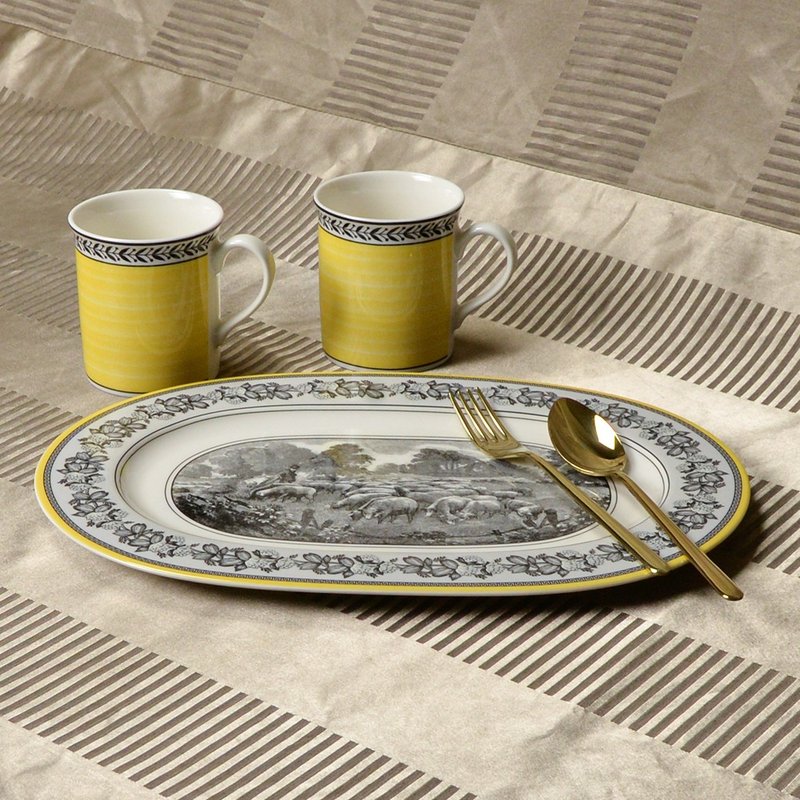 德VB │奥顿系列组合-午茶杯盘3件组(2款可选) - 盘子/餐盘/盘架 - 瓷 黄色