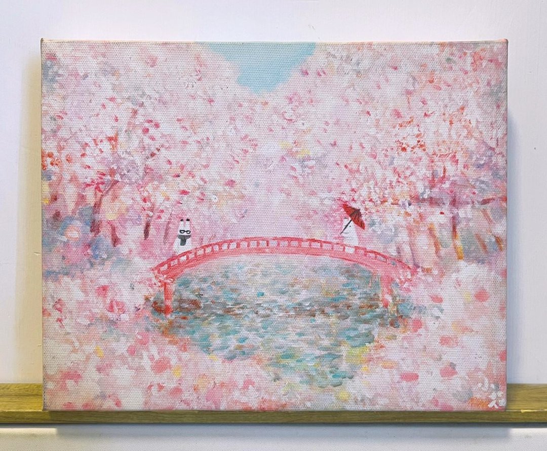 幸福恋人情人小兔子樱花插画复制无框画油画布连木框 - 海报/装饰画/版画 - 压克力 粉红色