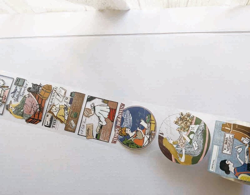 女孩 PET胶带#29 / 6厘米 带离型纸+白墨 亮面透明 - 纸胶带 - 塑料 