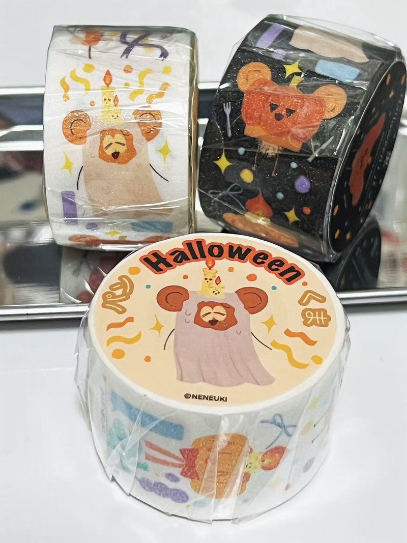 万圣节吐司熊-白色 纸胶带 - 纸胶带 - 纸 