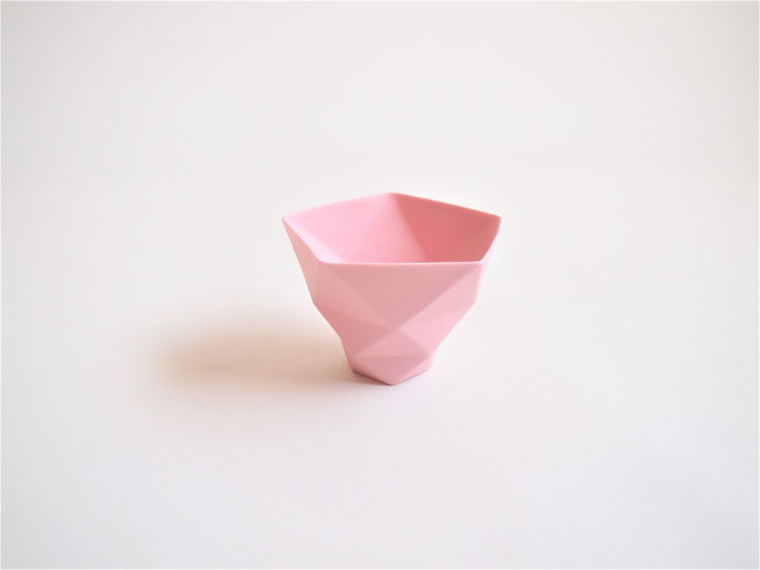 origami cup pink - 酒杯/酒器 - 陶 粉红色