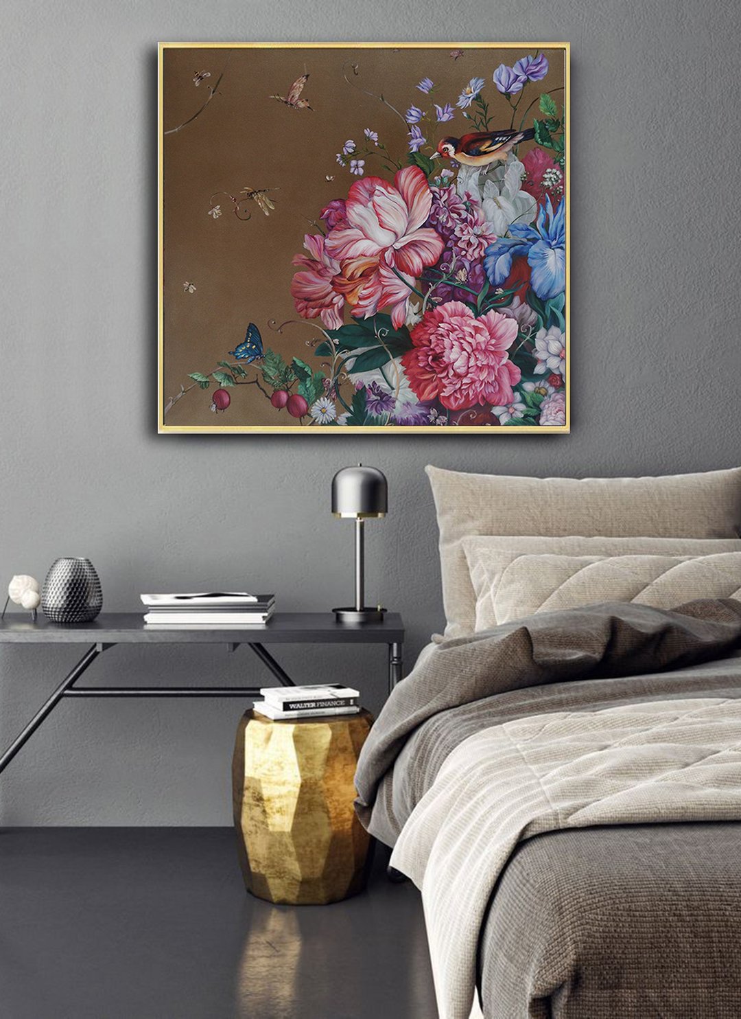 Flowers Oil Painting Original Wall Art on Canvas 70x70cm - 墙贴/壁贴 - 棉 