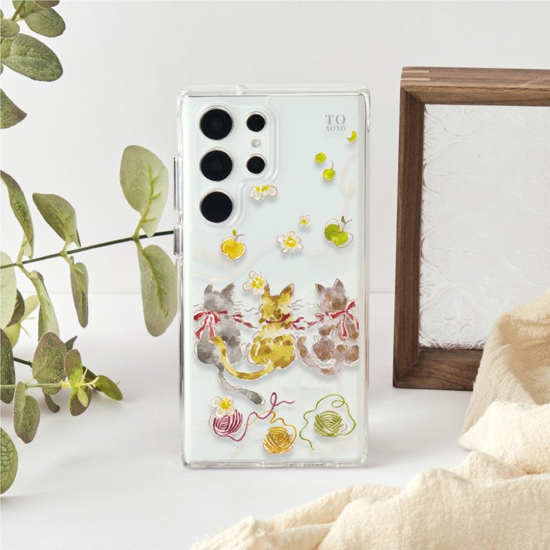Meow Illustration猫与毛线团防摔透明SAMSUNG手机壳 - 手机壳/手机套 - 塑料 多色
