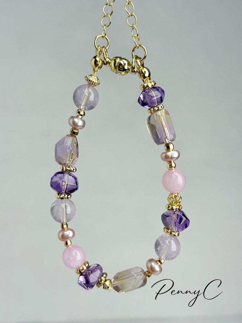 水晶手链 紫黄晶 紫水晶 紫锂辉石 招财 稳定 - 手链/手环 - 水晶 