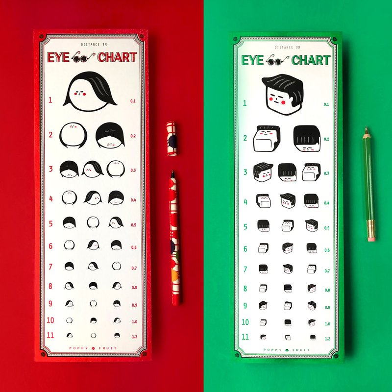 男孩女孩视力检查表组合 3D Face Eye Chart Set - 海报/装饰画/版画 - 纸 多色
