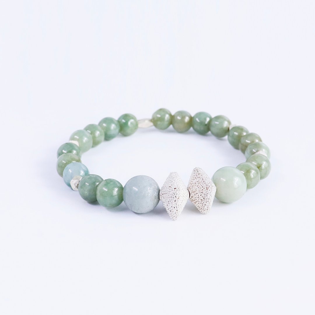 Jade Bead Bracelet for Zodiac Taurus - 手链/手环 - 石头 绿色