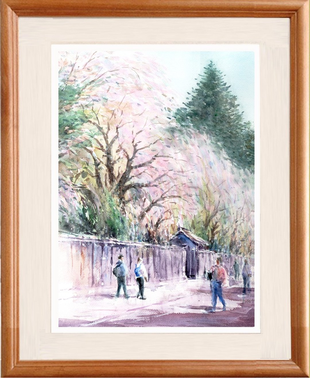 原创水彩画垂枝樱花/角馆 - 海报/装饰画/版画 - 纸 粉红色