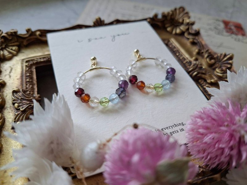 i sea you 戴上小彩虹－天然石 - 耳环/耳夹 - 半宝石 