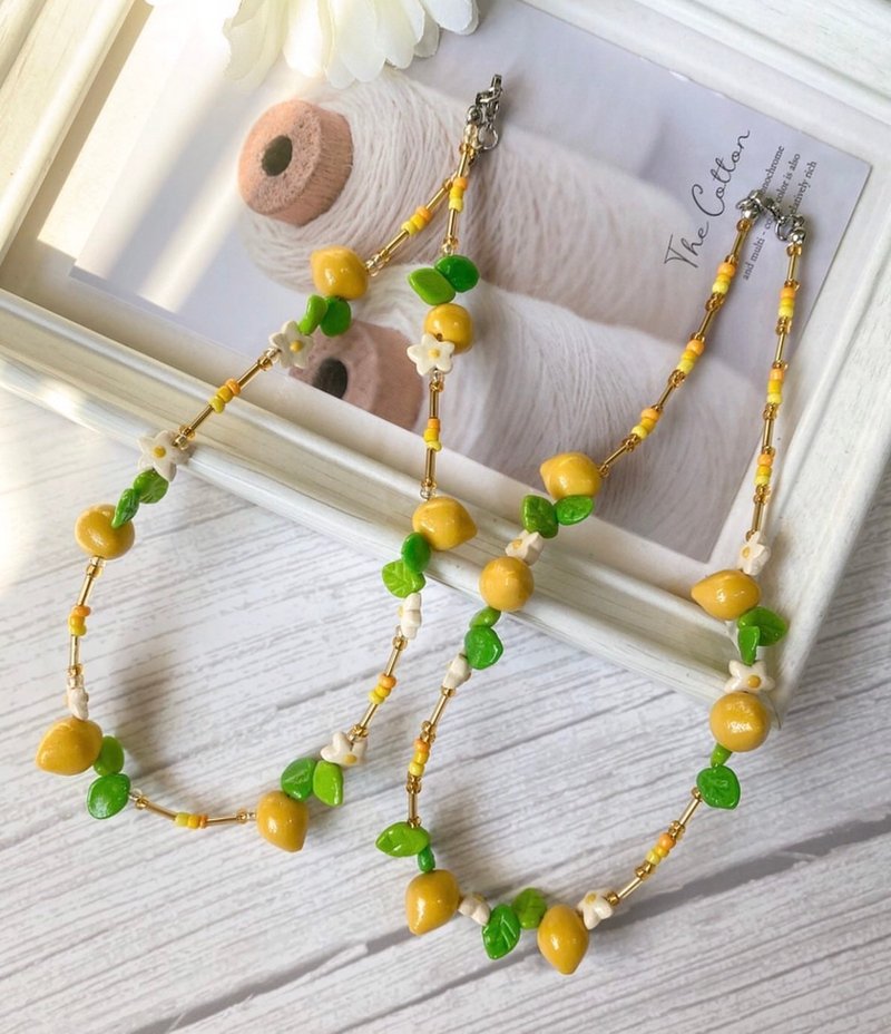 柠檬项链可收藏 水果项链 可爱项链 果蔬项链 - 项链 - 粘土 