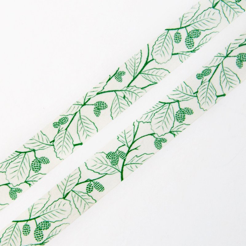 绿色桤木球果 15mm x 10m 纸胶带 - 绿色自然与花卉图案 - 纸胶带 - 纸 绿色