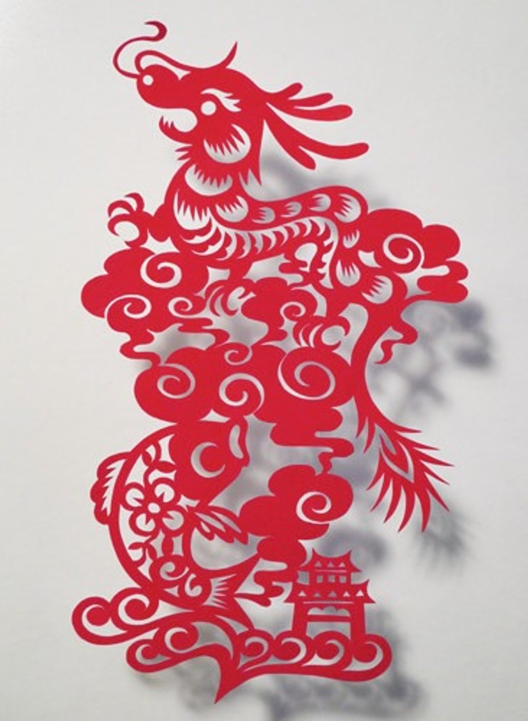 Kirigami / Koi Fish Jumping Dragon Gate Carp Waterfall Climbing - 海报/装饰画/版画 - 纸 红色