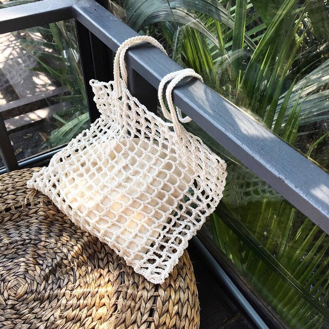 White Nagridia Crochet Bag - 手提包/手提袋 - 棉 白色
