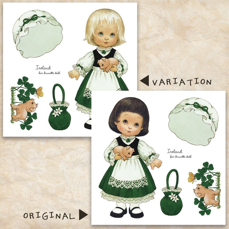 (MIX)乡村纸娃娃-爱尔兰(honne市场)人贴纸女孩贴纸 - 贴纸 - 纸 多色