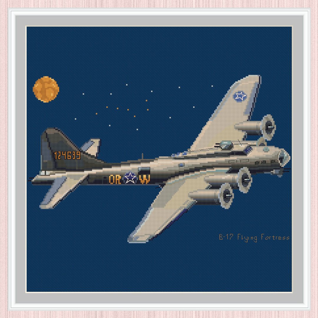 B-17 Flying Fortress Cross Stitch Pattern | Heavy Bomber | 十字繡圖案 | - 手工艺教程/工具书 - 其他材质 