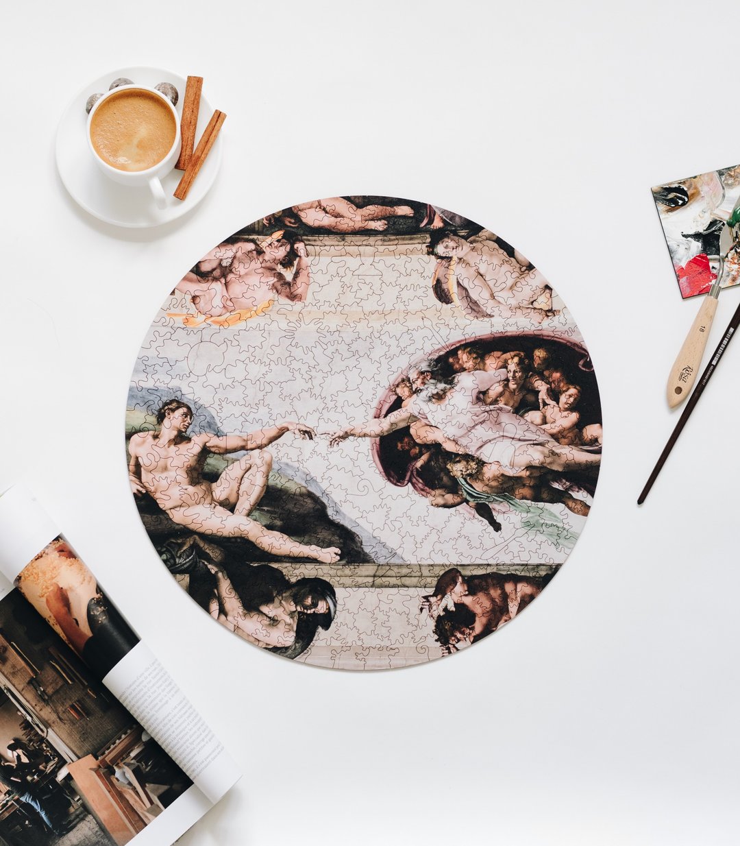 Wooden Jigsaw Puzzle, Creation of Adam Mosaic Puzzles, Gift for Art Lovers - 拼图 - 木头 
