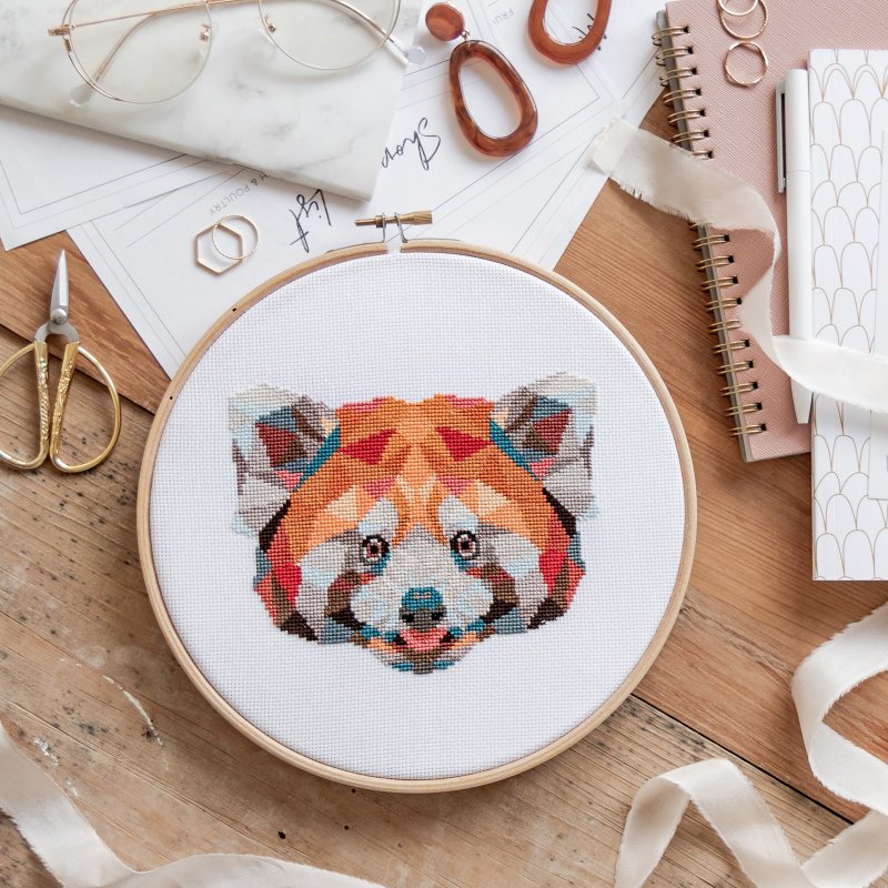 Red Panda Cross Stitch PDF Pattern 十字繡 - 编织/刺绣/羊毛毡/裁缝 - 其他材质 