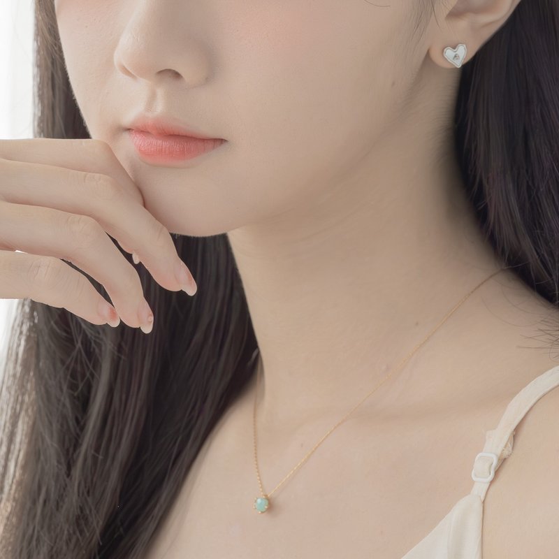 【水瓶座生日石】天河石 Amazonite 天然石项链 韩国制造 - 项链 - 不锈钢 