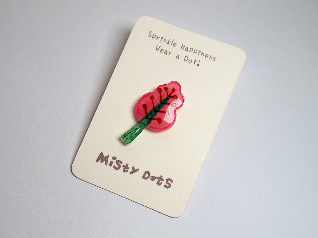 【Misty Dots 】MDB06 小树胸针/ 925银/ 手工礼物/ 定制化 - 胸针 - 塑料 粉红色