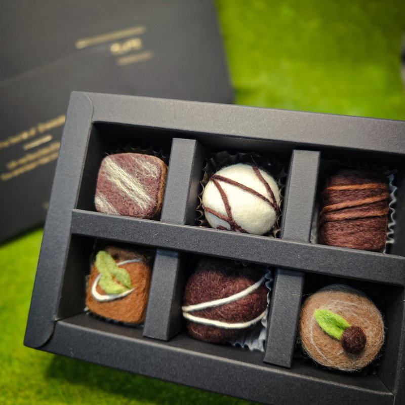 羊毛毡 巧克力磁铁礼盒(6入) 情人节好好吃系列 - 冰箱贴/磁贴 - 羊毛 咖啡色