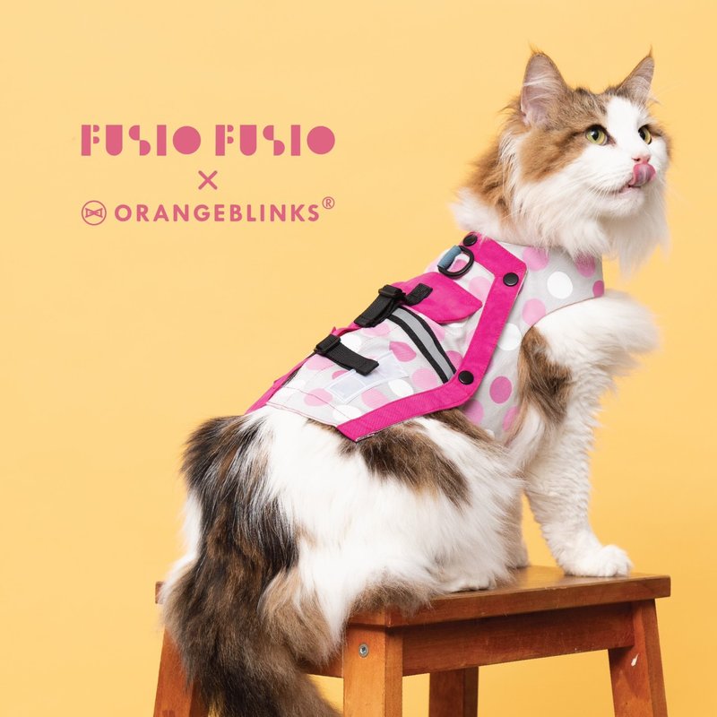 毛孩工作服胸背衣 可拆式两穿 桃红点点  XS/S/M/XL (L完售) - 衣/帽 - 棉．麻 