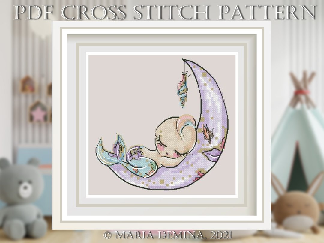 Baby Mermaid Boy PDF cross stitch pattern - 手工艺教程/工具书 - 其他材质 