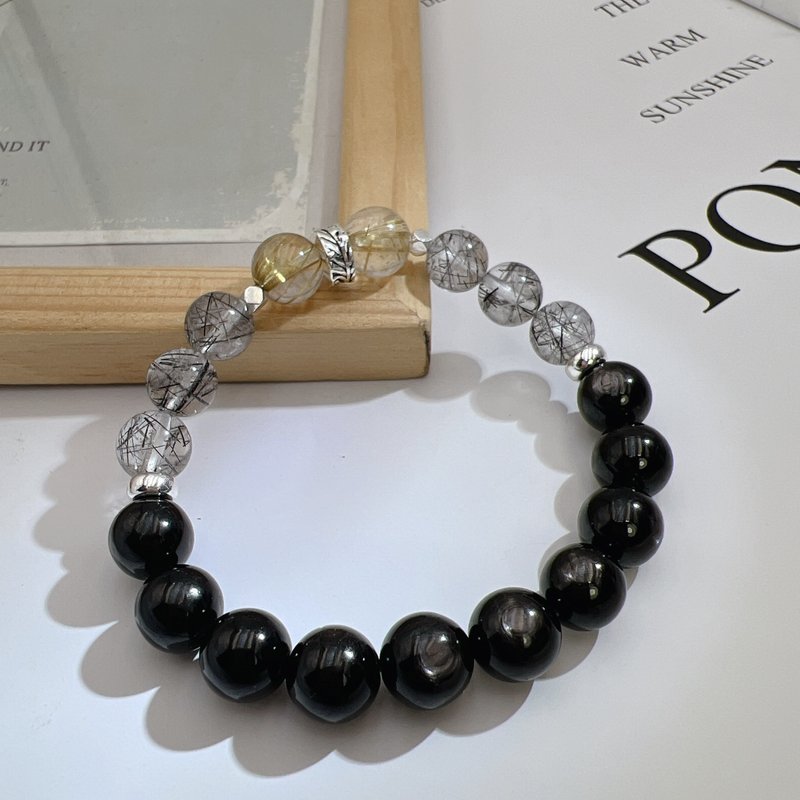 金运石 | 十字星光 | 黑发晶 | 钛金 | 925纯银 - 手链/手环 - 水晶 