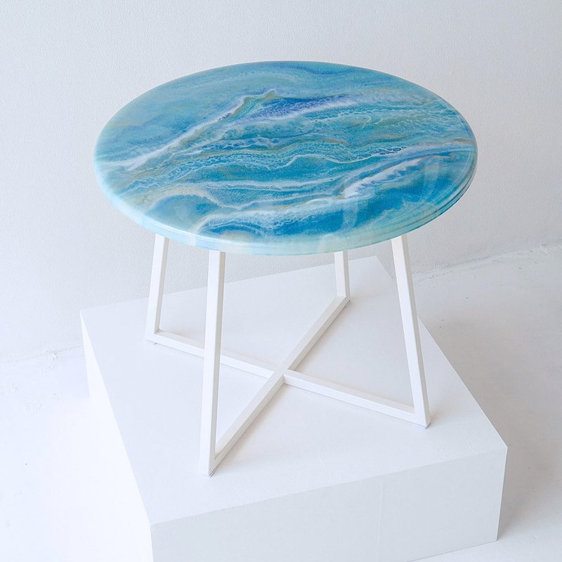 Marble Epoxy Resin Round Coffee table custom to order - 餐桌/书桌 - 木头 多色