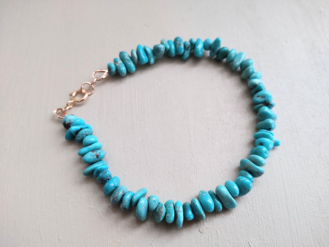 Turquoise bracelet / k14gf - 手链/手环 - 半宝石 蓝色