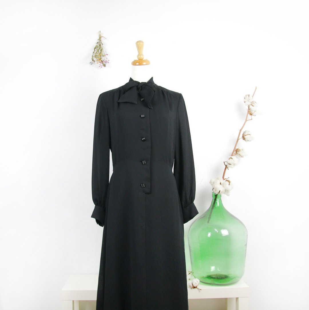 Back to Green-复古洋装 腰身 领结 /vintage dress - 洋装/连衣裙 - 其他人造纤维 