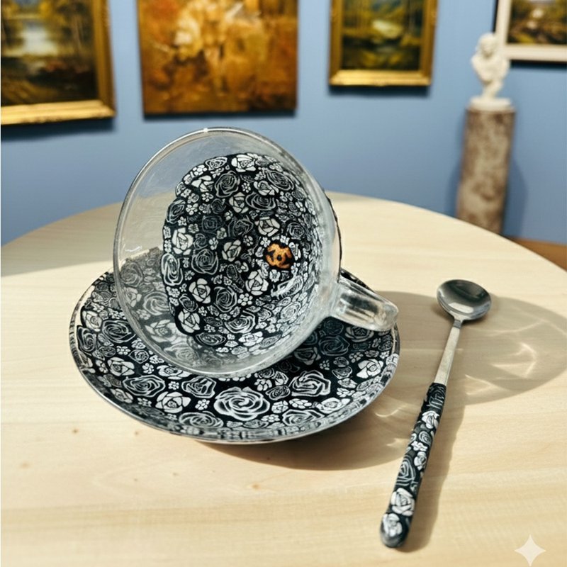 软陶包边玻璃杯盘组 | 手感与光影共存的日常器物 - 茶具/茶杯 - 陶 